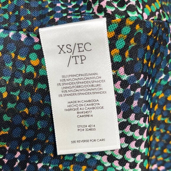 Cabi Elaine Puff Sleeve Multicolored Dot Mesh Midi Dress in Green Size XS - Picture 9 of 12